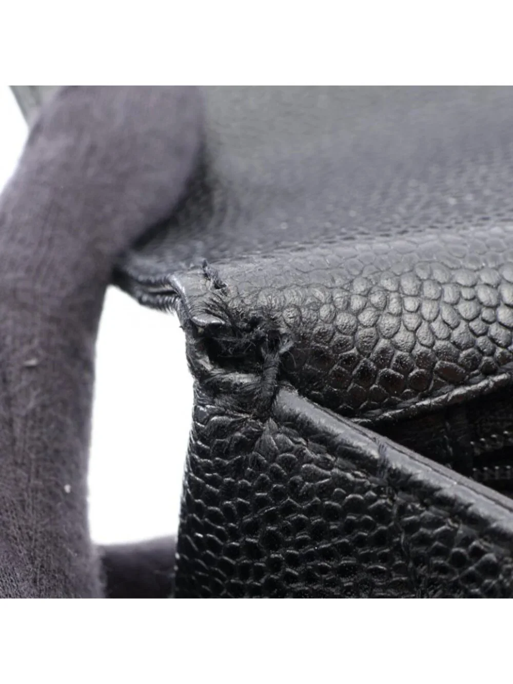 Chanel Handbag Quilted Black Caviar Leather